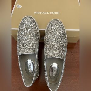Silver Glitter Sneakers by Michael Kors